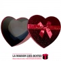 La Maison des Boîtes - Boîte Cadeau Sous Forme de Cœur  Couvert de Semi Cuir - Rouge Brillant - (M:18.5x14x7cm) - Tunisie Meille