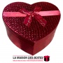 La Maison des Boîtes - Boîte Cadeau Sous Forme de Cœur  Couvert de Semi Cuir - Rouge Brillant - (L:20.5x17.5x8.7cm) - Tunisie Me