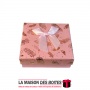 La Maison des Boîtes - Boite Cadeau  Carré de Bijou en Papier-Peint (8.5x8.5x3cm)- Rose - Tunisie Meilleur Prix (Idée Cadeau, Gi