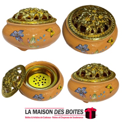 La Maison des Boîtes - Encensoir à Charbon - Brûleur D'encens en Céramique - Orange - Tunisie Meilleur Prix (Idée Cadeau, Gift B