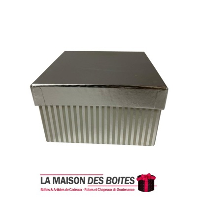 La Maison des Boîtes - Boîte Cadeau Carré Métallique avec couvercle - Argent - (L:12.5x12.5x7.5cm) - Tunisie Meilleur Prix (Idée