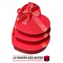 La Maison des Boîtes - Lot de 3 Boîtes Cadeaux Sous Forme de Cœur Couvert de Semi Cuir -  Rouge  &  Ruban Satiné Rouge - Tunisie