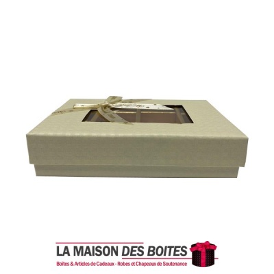 La Maison des Boîtes - Coffret Chocolat Rectangulaire de 12 Pièces -Écru - Tunisie Meilleur Prix (Idée Cadeau, Gift Box, Décorat