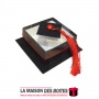 La Maison des Boîtes - Pâtisserie Carré pour Soutenance avec Couvercle Transparent (10 x 10 x 4 cm)  - Noir & Rouge - Tunisie Me