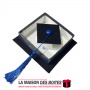 La Maison des Boîtes - Pâtisserie Carré pour Soutenance avec Couvercle Transparent (10 x 10 x 4 cm)  - Noir & Bleu - Tunisie Mei