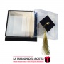 La Maison des Boîtes - Pâtisserie Carré pour Soutenance avec Couvercle Transparent (10 x 10 x 4 cm)  - Noir & Doré - Tunisie Mei