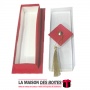 La Maison des Boîtes - Pâtisserie Rectangulaire pour Soutenance avec Couvercle Transparent (16.5 x 4.5 x 4 cm)  - Rouge & Doré -