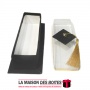 La Maison des Boîtes - Pâtisserie Rectangulaire pour Soutenance avec Couvercle Transparent (16.5 x 4.5 x 4 cm)  - Noir & Doré - 