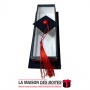 La Maison des Boîtes - Pâtisserie Rectangulaire pour Soutenance avec Couvercle Transparent (16.5 x 4.5 x 4 cm)  - Noir & Rouge -