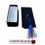 La Maison des Boîtes - Pâtisserie Rectangulaire pour Soutenance avec Couvercle en Velours  (11 x 4 x 4 cm)  - Noir & Bleu - Tuni
