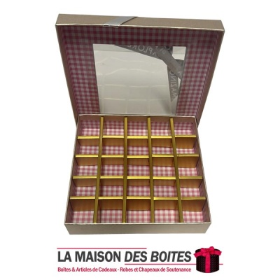 La Maison des Boîtes - Coffret Chocolat de 25 Pièces -Carré Bronze - Tunisie Meilleur Prix (Idée Cadeau, Gift Box, Décoration, S