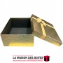 La Maison des Boîtes - Boîte Cadeaux Rectagulaire Cuir Briant avec Couvercle Doré & Ruban Satiné Doré - (22x16.5x6cm) - Tunisie 