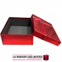 La Maison des Boîtes - Boîte Cadeaux Rectagulaire Cuir Briant avec Couvercle Rouge & Ruban Satiné Noir - (32.5x24x11cm) - Tunisi