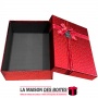 La Maison des Boîtes - Boîte Cadeaux Rectagulaire Cuir Briant avec Couvercle Rouge & Ruban Satiné Noir - (32.5x24x11cm) - Tunisi
