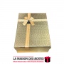 La Maison des Boîtes - Boîte Cadeaux Rectagulaire Cuir Briant avec Couvercle Doré & Ruban Satiné Doré - (22x16.5x6cm) - Tunisie 