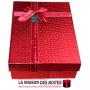 La Maison des Boîtes - Boîte Cadeaux Rectagulaire Cuir Briant avec Couvercle Rouge & Ruban Satiné  Rouge- (25.5x18x7cm) - Tunisi
