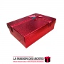 La Maison des Boîtes - Boîte Cadeaux Rectagulaire Cuir Briant avec Couvercle Rouge & Ruban Satiné Rouge -(22x16.5x6cm) - Tunisie