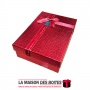 La Maison des Boîtes - Boîte Cadeaux Rectagulaire Cuir Briant avec Couvercle Rouge & Ruban Satiné Rouge -(22x16.5x6cm) - Tunisie