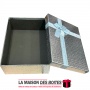 La Maison des Boîtes - Boîte Cadeaux Rectagulaire Cuir Briant avec Couvercle Argent  & Ruban Satiné Argent - (25.5x18x7cm) - Tun