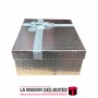 La Maison des Boîtes - Boîte Cadeaux Rectagulaire Cuir Briant avec Couvercle Argent  & Ruban Satiné Argent -(22x16.5x6cm) - Tuni