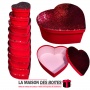La Maison des Boîtes - Lot de 10 Boîtes Cadeaux Forme Cœur en Velour Rouge avec Couvercle Couvert de Sequin Rouge - Tunisie Meil
