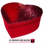 La Maison des Boîtes - Boîte Cadeaux Forme Cœur en Velour Rouge avec Couvercle Couvert de Sequin Rouge - (33x27x14cm) - Tunisie 