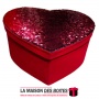 La Maison des Boîtes - Boîte Cadeaux Forme Cœur en Velour Rouge avec Couvercle Couvert de Sequin Rouge - (30.5x25x12.8cm) - Tuni