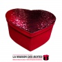 La Maison des Boîtes - Boîte Cadeaux Forme Cœur en Velour Rouge avec Couvercle Couvert de Sequin Rouge - (22x18.5x8.5cm) - Tunis