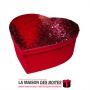 La Maison des Boîtes - Boîte Cadeaux Forme Cœur en Velour Rouge avec Couvercle Couvert de Sequin Rouge - (22x18.5x8.5cm) - Tunis