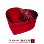 La Maison des Boîtes - Boîte Cadeaux Forme Cœur en Velour Rouge avec Couvercle Couvert de Sequin Rouge - (19.5x16.5x7.5cm) - Tun