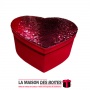 La Maison des Boîtes - Boîte Cadeaux Forme Cœur en Velour Rouge avec Couvercle Couvert de Sequin Rouge - (17.5x14.5 x6.5cm) - Tu