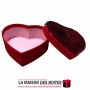 La Maison des Boîtes - Boîte Cadeaux Forme Cœur en Velour Rouge avec Couvercle Couvert de Sequin Rouge - (13x11x4.8cm ) - Tunisi