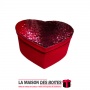 La Maison des Boîtes - Boîte Cadeaux Forme Cœur en Velour Rouge avec Couvercle Couvert de Sequin Rouge - (13x11x4.8cm ) - Tunisi