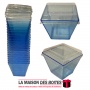La Maison des Boîtes - Lot de 20 Boite Carré  à Zrir En Plastique avec Couvercle- Bleu - Tunisie Meilleur Prix (Idée Cadeau, Gif