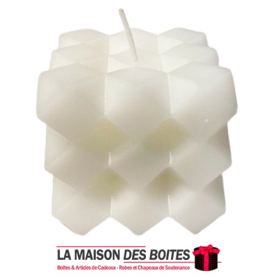 La Maison des Boîtes - Bougie Parfumée Géométrique 3D- Blanc - Cire de Soja, Aromathérapie - Tunisie Meilleur Prix (Idée Cadeau,
