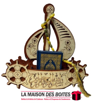 La Maison des Boîtes - Coffret Cadeau Muslim Forme Bateau Contenant un Petit Livre de Coran & Chapelet - Tunisie Meilleur Prix (