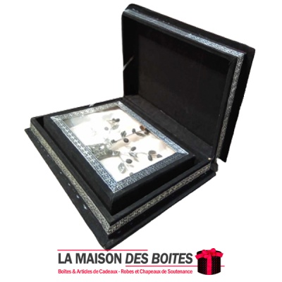 La Maison des Boîtes - Coffret en velours  Décoration Zitouna Amber En Bois -  Noir - Tunisie Meilleur Prix (Idée Cadeau, Gift B