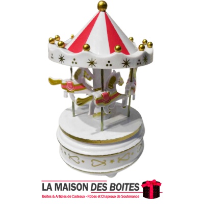La Maison des Boîtes - Boîte à Musique pour Fille Carrousel en Bois - Rose - Tunisie Meilleur Prix (Idée Cadeau, Gift Box, Décor