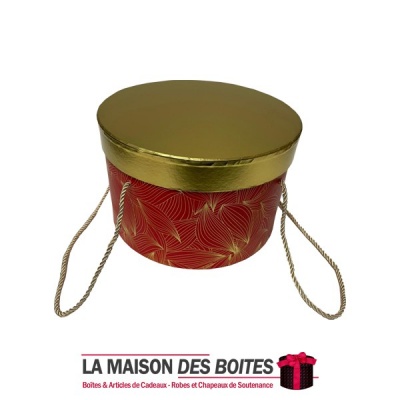 La Maison des Boîtes - Boîte Cadeau de forme cylindrique - Rouge & Doré - (M :23.5 x15cm) - Tunisie Meilleur Prix (Idée Cadeau, 
