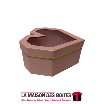 La Maison des Boîtes - Boîte Cadeau Sous Forme de Cœur avec Couvercle Transparent - Rose - (M:23x 22.2x11.2cm) - Tunisie Meilleu