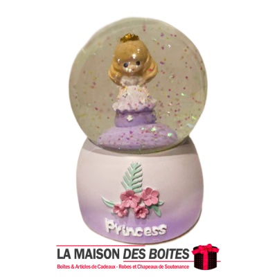 La Maison des Boîtes - Petite Boule  de neige Lumineuse en Cristal "Princesse"- Violet - Tunisie Meilleur Prix (Idée Cadeau, Gif