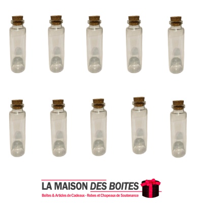 La Maison des Boîtes - Lot de 10 Petites Bouteilles en Verre avec Bouchon en liège (2x5cm) - Tunisie Meilleur Prix (Idée Cadeau,
