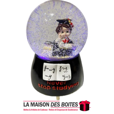 La Maison des Boîtes - Boule de Neige Lumineuse Musicale "Never Stop Studying" - Tunisie Meilleur Prix (Idée Cadeau, Gift Box, D
