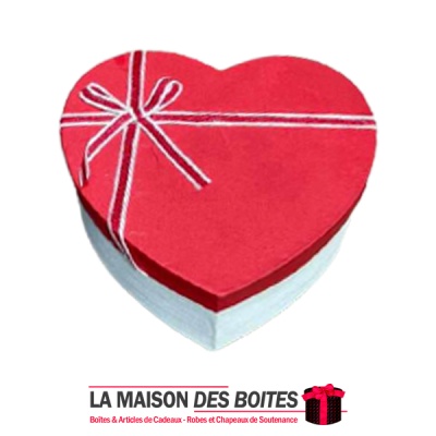 La Maison des Boîtes - Boîte Cadeau Sous Forme de Cœur Beige avec Couvercle Rouge - (M:18.5x14x7cm) - Tunisie Meilleur Prix (Idé