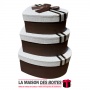 La Maison des Boîtes - Lot de 3 Boîtes Cadeaux Sous Forme de Cœur Marron avec Couvercle Beige & Ruban Satiné - Tunisie Meilleur 