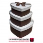 La Maison des Boîtes - Lot de 3 Boîtes Cadeaux Sous Forme de Cœur Marron avec Couvercle Beige & Ruban Satiné - Tunisie Meilleur 