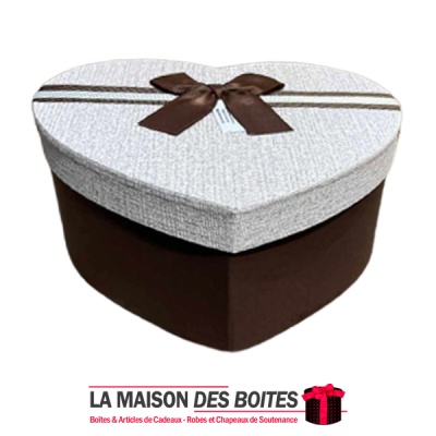 La Maison des Boîtes - Boîte Cadeau Sous Forme de Cœur Marron avec Couvercle Beige - (M:18.5x14x7cm) - Tunisie Meilleur Prix (Id