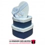 La Maison des Boîtes - Lot de 3 Boîtes Cadeaux Sous Forme de Cœur Bleu avec Couvercle Bleu Ciel & Ruban Satiné Bleu Ciel - Tunis