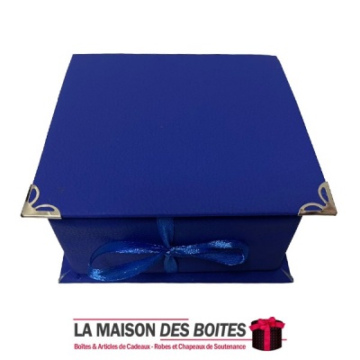 La Maison des Boîtes - Coffret  Pâtissière Carré - Bleu - (12x12x6cm) - Tunisie Meilleur Prix (Idée Cadeau, Gift Box, Décoration