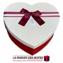 La Maison des Boîtes - Boîte Cadeau Forme de Cœur Rouge avec Couvercle Ecru & Ruban Rouge Bordeau & Ecru - (L:20.5x17.5x8.7cm) -